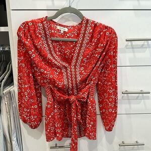 Red Floral Blouse